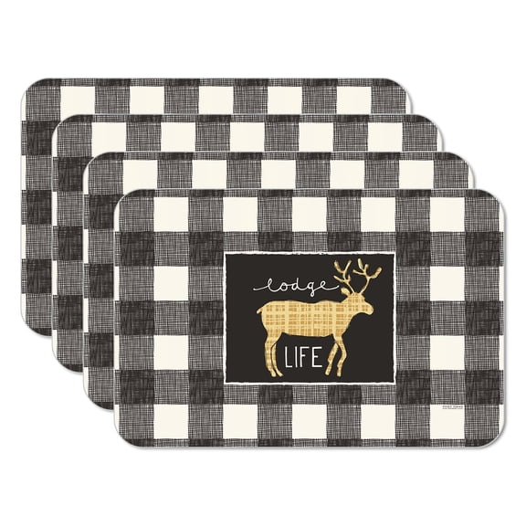 Highland Home "Lodge Life" 4-Pack Reversible Easy Care Plastic Placemats