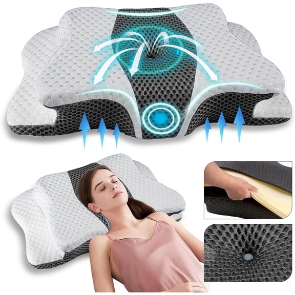 Pain Relief Cervical Pillow for Neck Support,Adjustable Ergonomic Pillow Cozy Sleeping,Odorless Orthopedic Memory Foam Pillows,Contour Bed Pillow for Side Back Stomach Sleeper