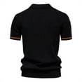 thumbnail image 3 of Men's Short Sleeve Shirt, Casual Knit Cotton Pullover with Turn-Down Collar for Spring and Summer, 3 of 3