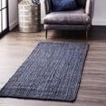 thumbnail image 1 of Aizza Trends 2.6x5 Ft Navy Blue Jute Area Rug, Boho Chic Natural Jute Area Rug - Hand-Braided, Rustic Farmhouse Decor for Living Room Carpet,, 1 of 3