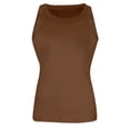 thumbnail image 4 of Womens Tank Tops High Neck Sleeveless Ribbed Tank Casual Basic Thick Strap Slim Fitted Racerback Shirts Brown L, 4 of 4