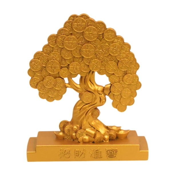 Escultura de buena fortuna, figura de la suerte y la riqueza, decoración china para escritorio, Feng Shui Árbol basado en rectángulo