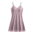 thumbnail image 4 of ZyeKqe Womens Nightgown Lace Spaghetti Strap Sleeveless V Neck Lightweight Loungewear Sleep Shirts Mini Dress, 4 of 7