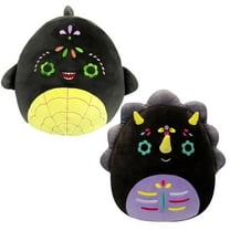 Squishmallows 8" Tetero the Triceratops & Oceana the Shark – Halloween Day of the Dead Edition Plush Toys