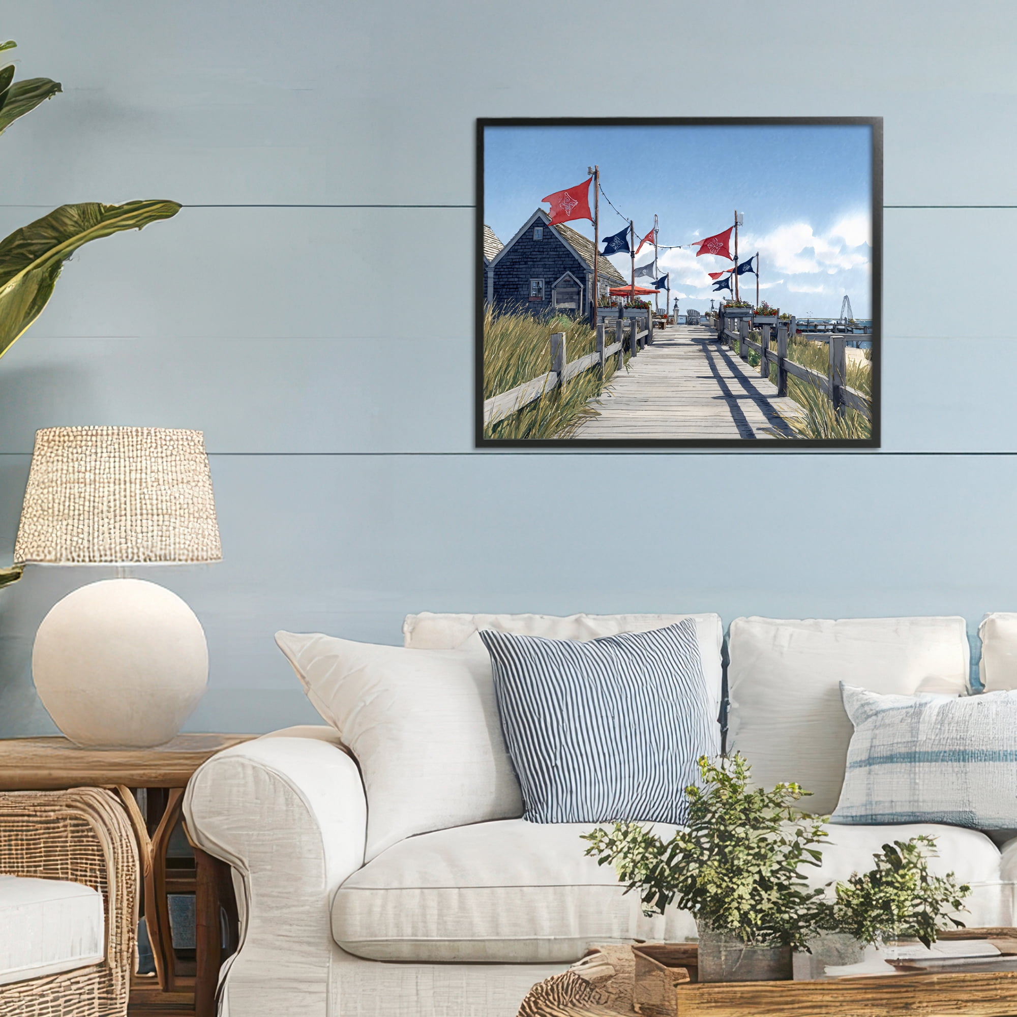 Stupell Industries Summer Boardwalk Stroll Black Framed Giclee Art, design by Franklyn Gregory