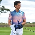 thumbnail image 3 of Fotbe Night Sky Elk Camiseta Polo de Golf para Hombre con Estampado – Camisa Deportiva Transpirable con Cuello Abotonado-Small, 3 of 6