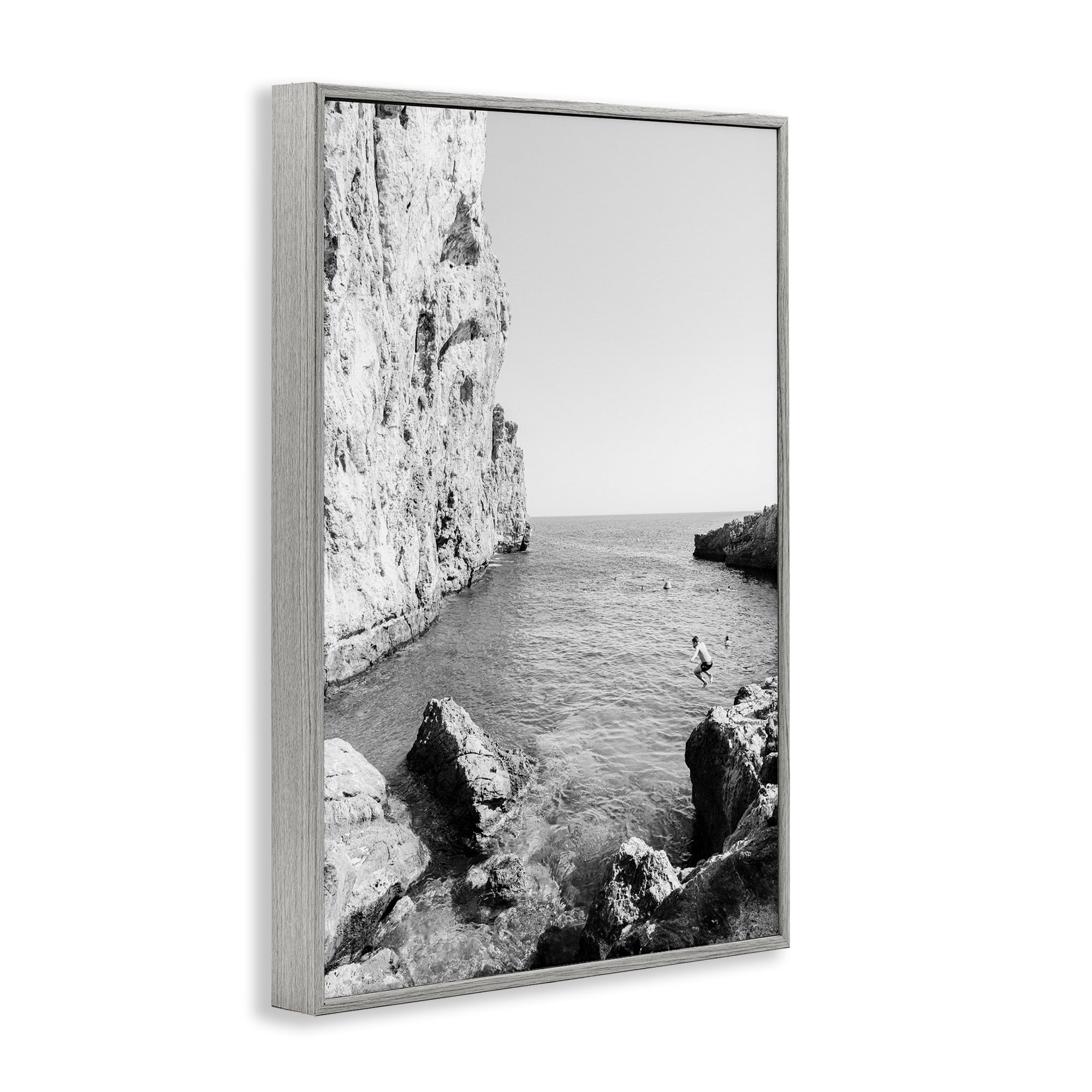 Stupell Industries The Dive Cove Coastal Photography Gray Framed Art Print Wall Art, 20 x 30