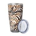 thumbnail image 2 of Picia Watercolor Zebra Pattern 20 oz Tumbler Stainless Steel Vacuum Insulated Coffee Ice Cup Double Wall Travel Flask Dual Lid Water Bottle, Eco-friendly Car Cup-Straw Three-piece Set, 2 of 8