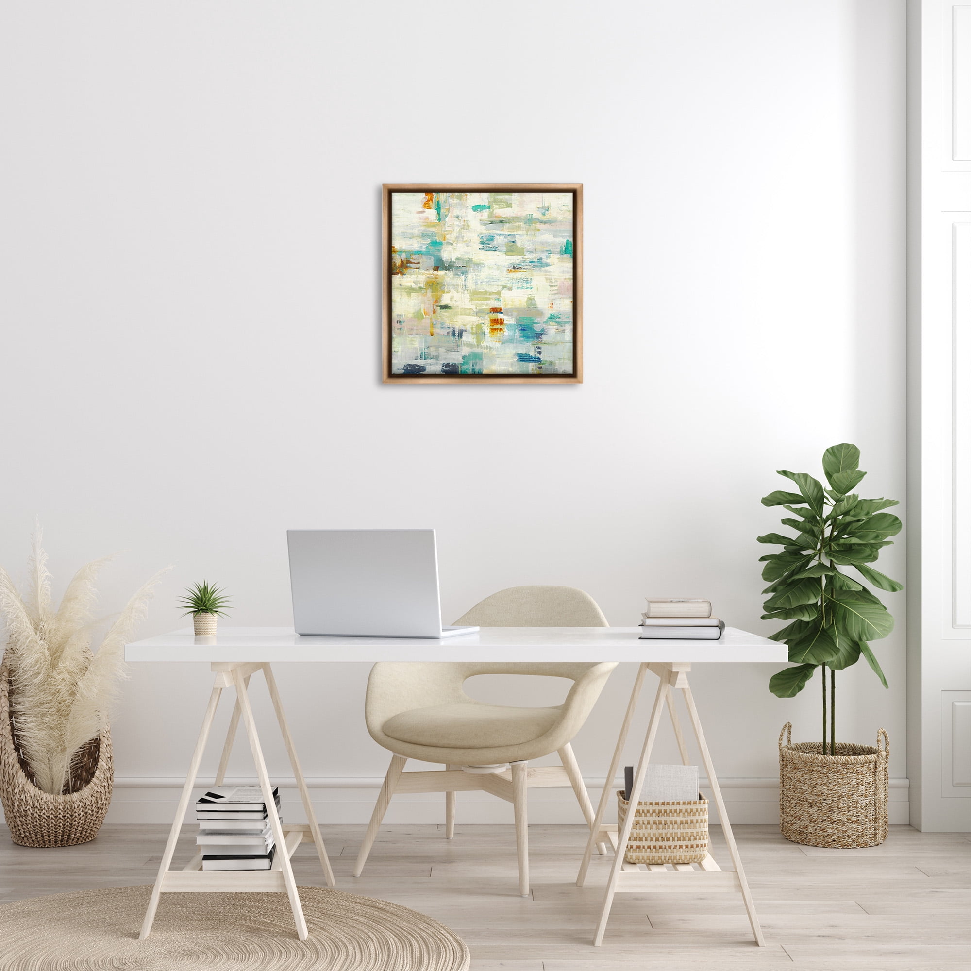 Stupell Industries Complex Abstract Pattern Abstract Painting Brown Floater Framed Canvas Art Print Wall Art, 25 x 25
