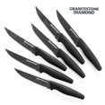 thumbnail image 1 of Granitestone 6 Piece Premium Steak Knife Set – Razor Sharp Serrated Stainless Steel Blades, Nonstick Coating, Ergonomic Black Handles, 1 of 6
