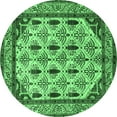 thumbnail image 1 of Ahgly Company Indoor Round Abstract Emerald Green Modern Area Rugs, 4' Round, 1 of 4