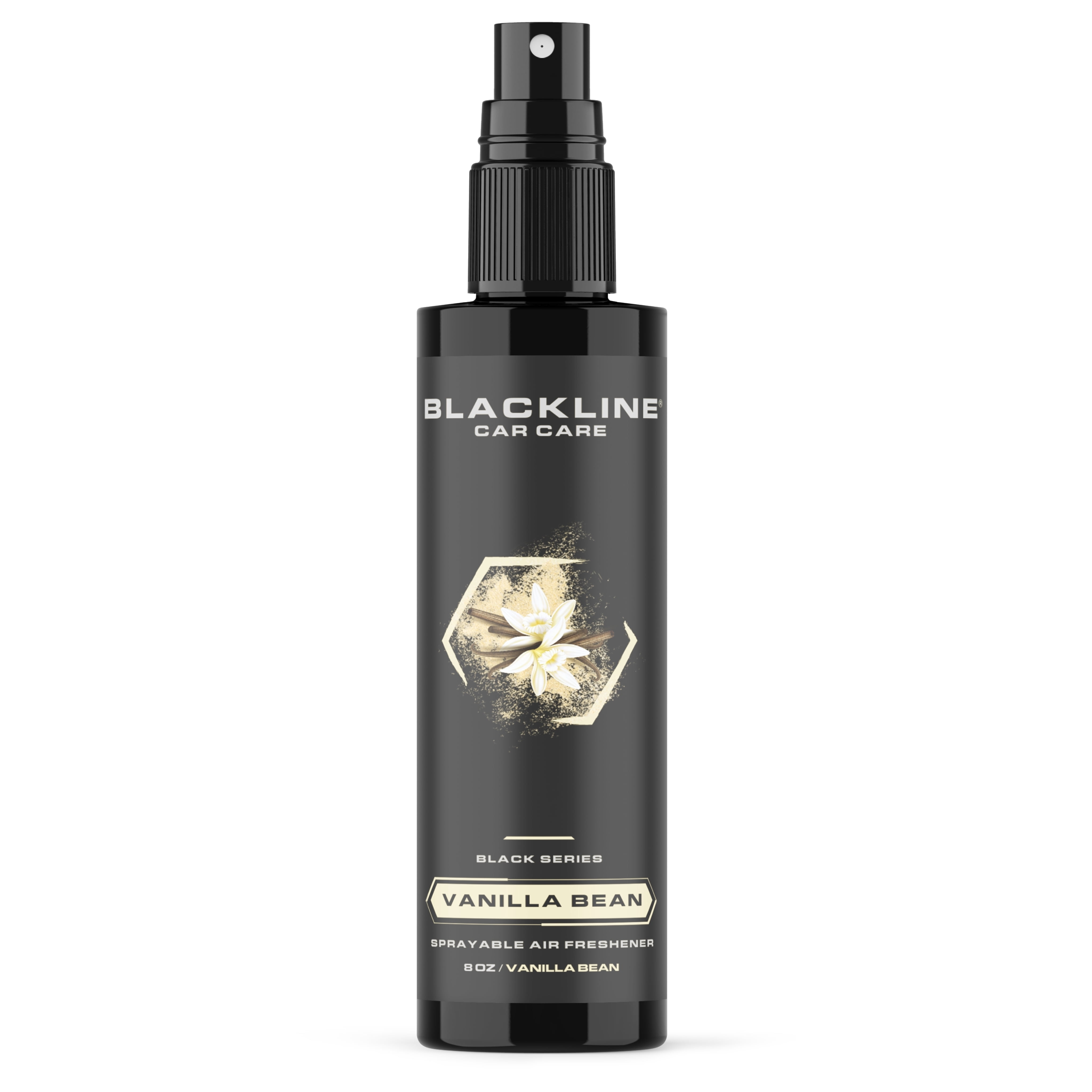 Blackline Car Care - Vanilla Bean Car Air Freshener, Long-Lasting, Oder Eliminator, for Cars, Trucks, SUV, or Home Use - 8 fl OZ - Vanilla Bean Air Freshener - Vanilla Spray