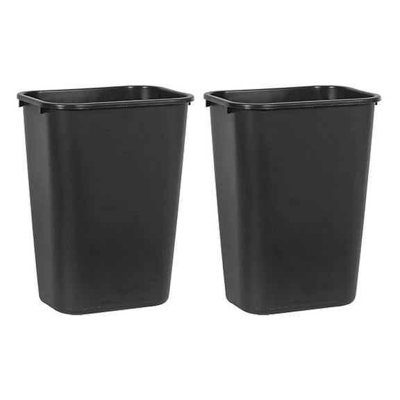 295700BK Deskside Plastic Wastebasket, Rectangular, 10 1/4 gal, Black (2)