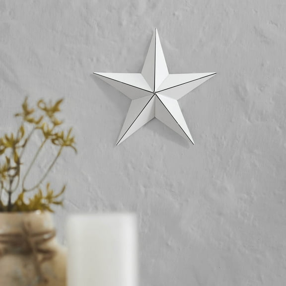 VHC Brands Patriotic Metal Star Distressed 8x8, Independence Day Decor, Decorative Wall Hanging, Rustic Farmhouse Decorations, Bright White, Black