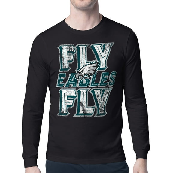Men's-Starter  Black Philadelphia Eagles Distressed Phrase Long Sleeve T-Shirt