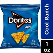 Pack of 2 Doritos Cool Ranch Flavored Tortilla Chips, 1 oz (Package May Vary)