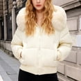 thumbnail image 2 of Unir Womens Winter Coats, Quilted Jackets For Women, Cropped Puffer Jacket With Faux Fur Hood, Zip Up Short Winter Outerwear, S‑XL, 2 of 4