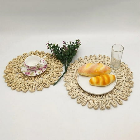 

Natural Straw Woven Placemat Corn Husk Flower Mat 38cm Heat Insulation Non-Slip