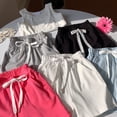 thumbnail image 4 of GiLiling Girls Casual Knit Shorts, Elastic Waist Drawstring Side Pockets Comfy Summer Shorts for Kids Active Wear (Grey, 11-12 Years), 4 of 6