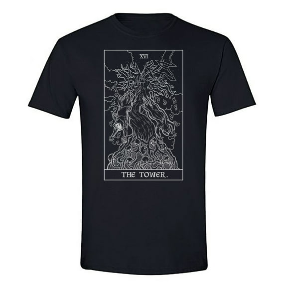 The Ghoulish Garb The Tower Tarot Card Shirt Terror Tarot Shadow Edition Small