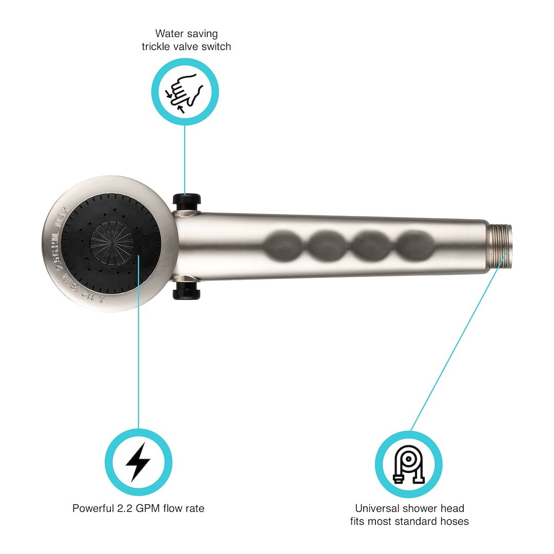 Dura Faucet DF-SA135-SN Shower Head Hand-Held Brushed Satin Nickel Plated