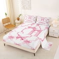 thumbnail image 2 of Manfei Aesthetic Pink Bowknot Full Size Sheets For Kids,Letter H Monogram Letter Bed Sheets For Girly,4 Pieces, 2 of 6