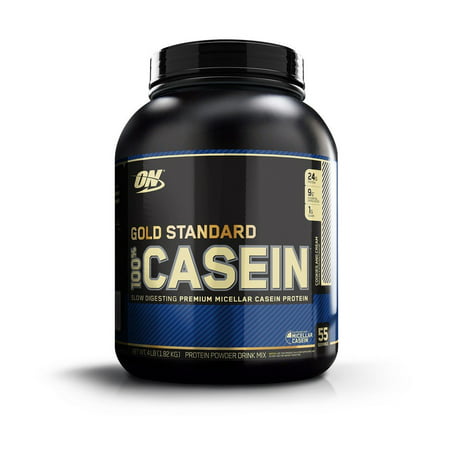 Optimum Nutrition Gold Standard 100% Casein Protein Powder, Cookies & Cream, 24g Protein, 4