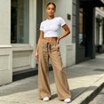 thumbnail image 7 of Wiholl Wide Leg Pants for Women Flowy Palazzo Drawstring Elastic Waist Trousers with Pockets Summer Beach Vacation Clothes, 7 of 7