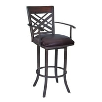 Armen Living Indoor Stancoste Swivel Counter Stool in Gray Oak Wood Finish with Mocha Fabric