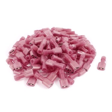 Unique Bargains 100Pcs Insulated Female Spade Terminal Crimp Wire Connector FDFN1.25-250