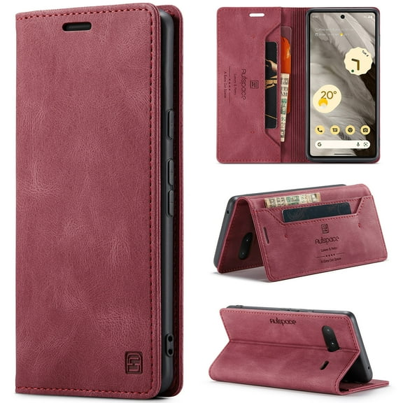 Google Pixel 7 Pro 5G Wallet case with RFID Blocking Credit Card Holder,Flip Book PU Leather Protective Cover Women Men  Pixel 7 Pro Phone Case, Winered