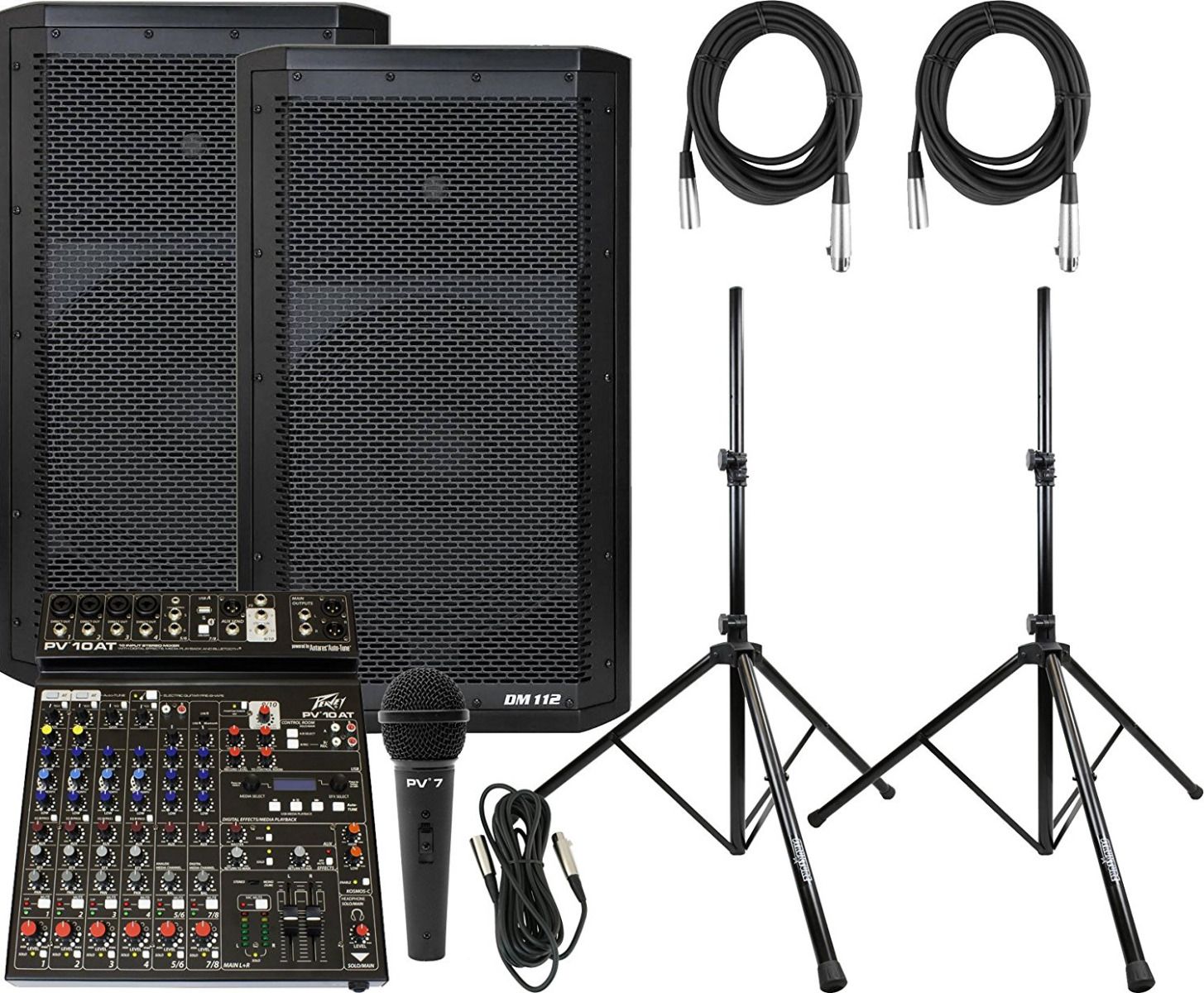 DM112 Pair, PV10 AT Mixer, Mic, Cables 
