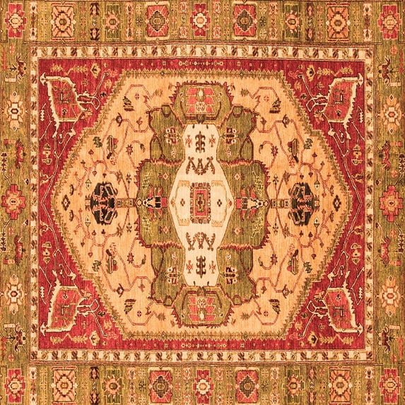 Ahgly Company Indoor Square Abstract Orange Modern Area Rugs, 5' Square