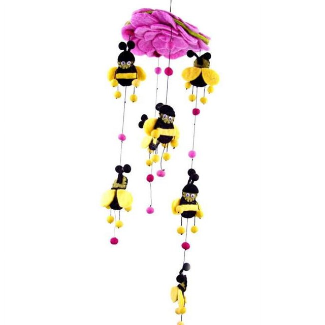 Global Groove GLG2326-596016 Pink Felt Bumble Bee Mobile