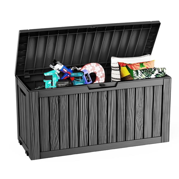 MAYEERTY 75 Gallon Outdoor Deck Box, Large Capacity Storage Box for Patio Furniture Cushions, Pillow Outdoor Indoor, Black