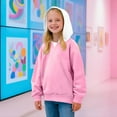 thumbnail image 6 of Girls Oversize Tee Shirts New Girls Oversized Hoodie Color Block Hooded Sweatshirts Trendy Long Sleeve Pullover Kids Fall Clothes Pinky 13 Years, 6 of 8