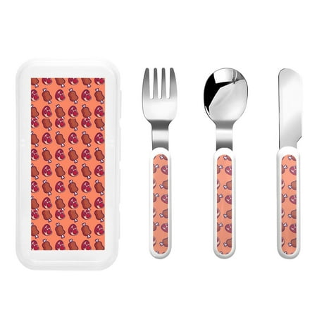 

Salouo Cartoon Meat Pattern 3 Pieces Toddler Utensils Kids Silverware Set Stainless Steel Utensils for Kids Children Safe Spoons Forks & Knife Dishwasher Safe