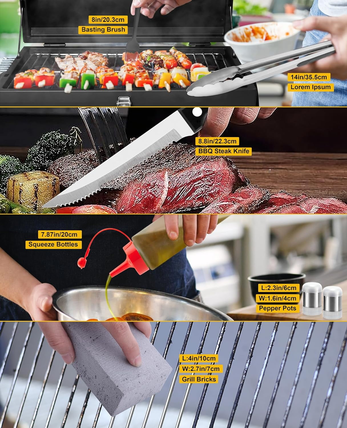 Portable Charcoal Grill,Double Sided Baking Small Portable Barbecue Grill for Outdoor Activities Camping, Picnics, Beach Parties,Cook Seafood, Fry Steak(Black)