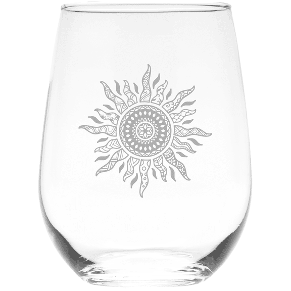C&M Personal Gifts 17 oz Sun Stemless Wine Glasses