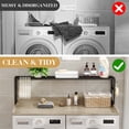 thumbnail image 4 of Washer Dryer Countertop with Shelves, Laundry Countertop with 2-Tier Shelf Over Wooden Washer and Dryer Laundry Room Organization and Storage 54" W x 27.5" D (Oak/Black-2-Tier), 4 of 7