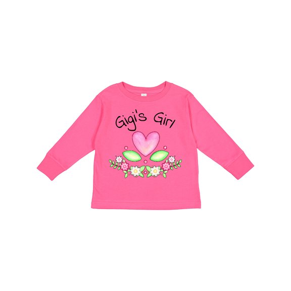 Inktastic Gigi's Girl Heart Flowers Girls Long Sleeve Toddler T-Shirt