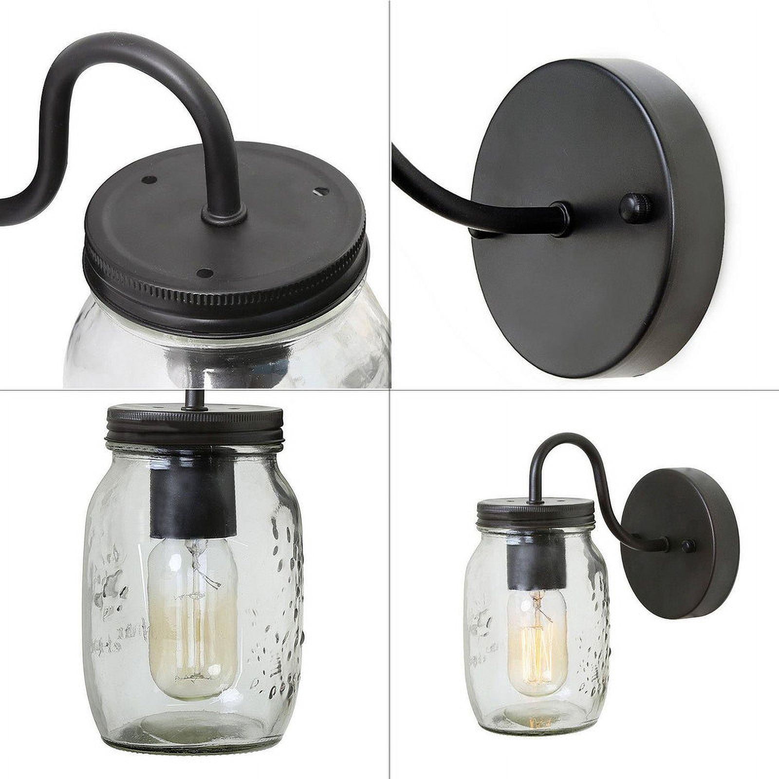 LNC Farmhouse Wall Sconce Oil Rubbed Bronze with Clear Mason Jar Glass Shade