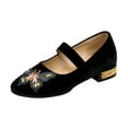thumbnail image 2 of Willtoo Women's Fashion Butterfly Pointed Toe Embroidered Mary Jane Shoes Casual Low Heel Shoes, 2 of 6