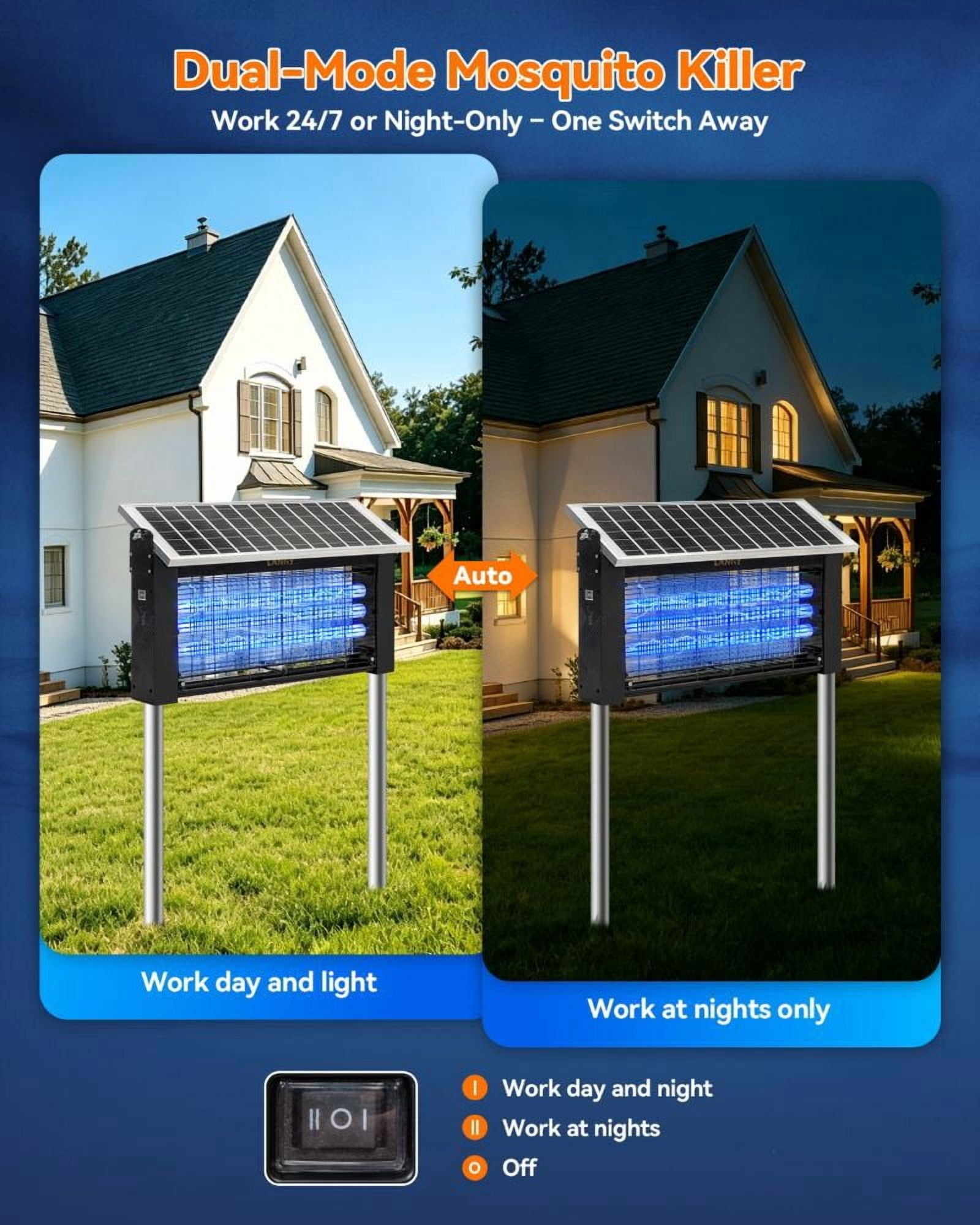 20W Solar Bug Zapper Outdoor - High Powered Electric Mosquito Killer & Insect Zapper, Waterproof Fly Light Trap for Garden, Patio, Camping