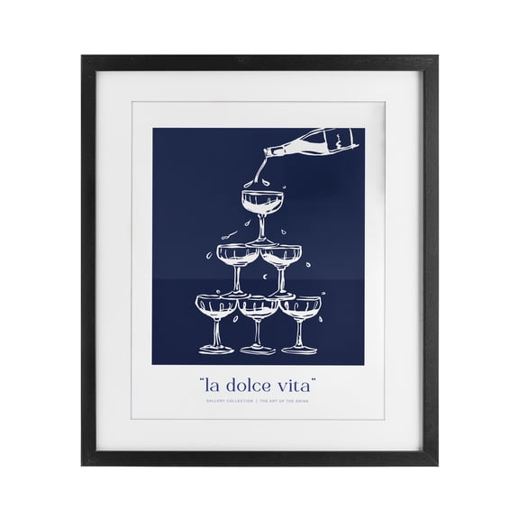 Stupell Industries Art Deco Navy Champagne Tower Black Framed Print Under Glass, 13 x 16, by Lettered and Lined