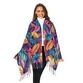 thumbnail image 3 of FORMRS Womens Scarf Winter Soft Long Big Warm Shawls Wrap Tassel Scarves, Colorful Art Leaves Pattern, 3 of 9