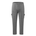 thumbnail image 4 of JTieacloth Summer Long Pants for Men Male Lined Sweatpants Open Bottom Cargo Sweat Pants For Man Wide Leg Cotton Joggers Pants With Pockets Gray, 4 of 5