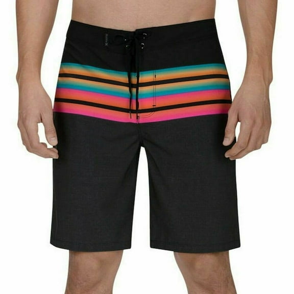 Mens Shorts Stripe Colorblock Print Board Surf 33