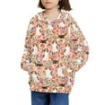 thumbnail image 3 of Xoenoiee Retro Rose Dachshund Pattern Girls Hoodies Hooded Sweater for Kids Pullover Hoodies Long Sleeve Athleticwear with Kangaroo Pocket for Trvel Walk Workout, S, 3 of 7