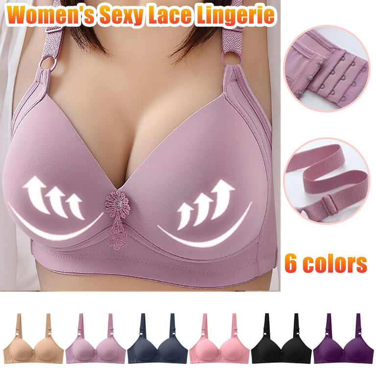 Odeerbi Lounge Bras for Women 2024 No Underwire Push Up Lace Bralette Plus  Size Vest Crop Lingerie Deep V Sexy Underwear Camisole Cute Bra Hot Pink